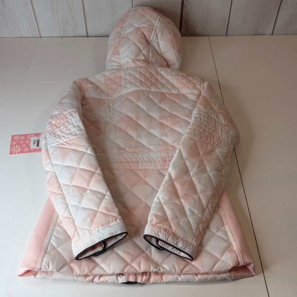 Pink and white watercolor Quilted Hooded Kids Jacket Girl’s XS 7 New with tag - Picture 10 of 10